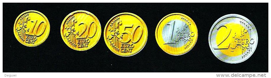 5 PIECES = 1 Set "PVC" EURO Coins, Scolaire, Spielgeld, Educativgeld, Play Money, Plastic, UNC - Autres & Non Classés