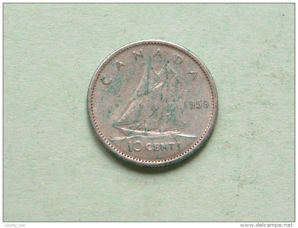 1959 - 10 Cents / KM 51 ( Uncleaned - For Grade, Please See Photo ) ! - Canada