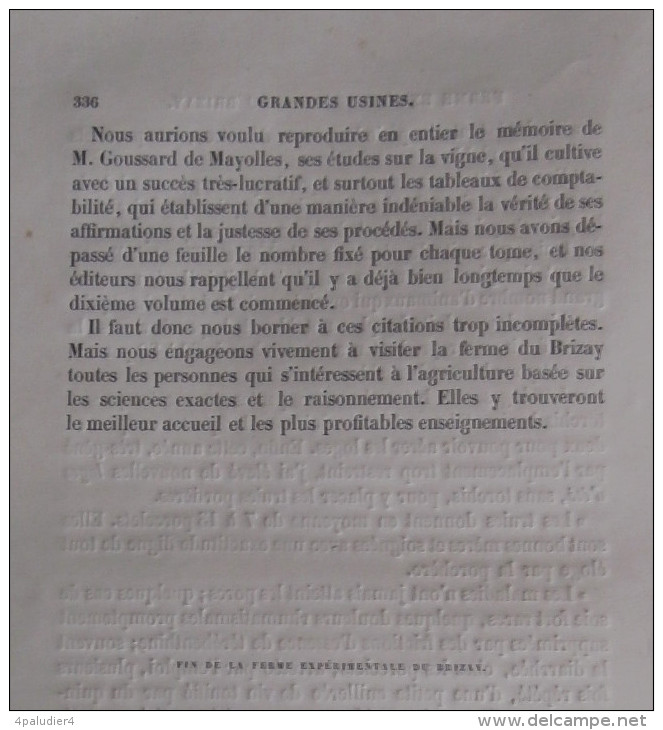 LA FERME EXPERIMENTALE DU BRIZAY ( Indre-et-Loire) TURGAN 1874 Moissonneuse Johnston Samuelson