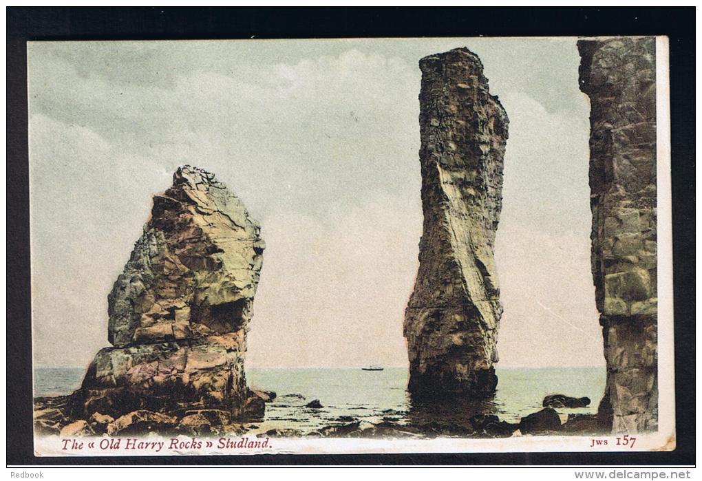 RB 982 -  1904 Postcard - The Old Harry Rocks - Studland Dorset - Good Swanage 845 Duplex Postmark - Swanage