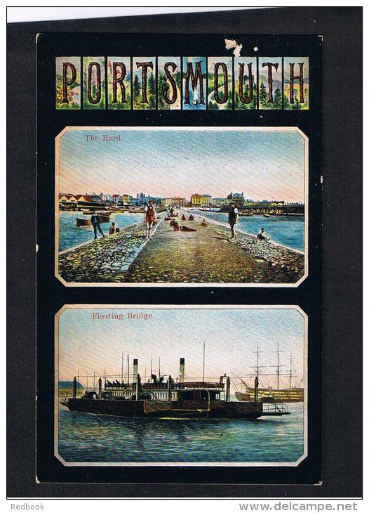 RB 982 -  1905 Double View  Postcard - The Hard &amp; Floating Bridge - Portsmouth Hampshire - Portsmouth