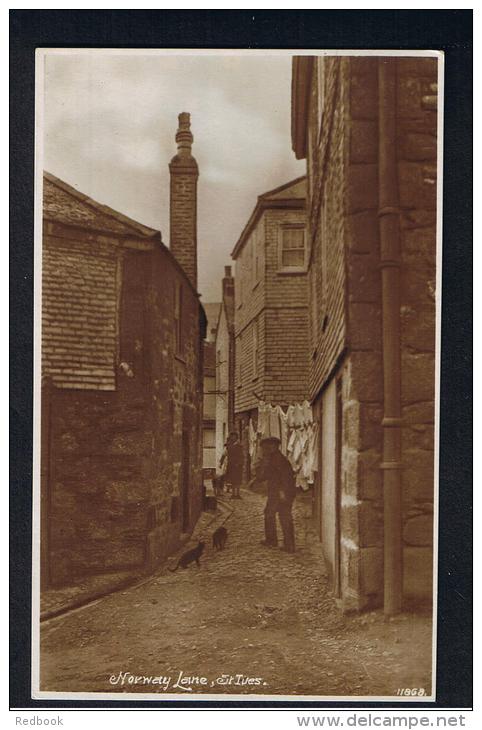RB 982 - Early Real Photo Postcard - Norway Lane  &amp; Washing Line - St Ives Cornwall - St.Ives