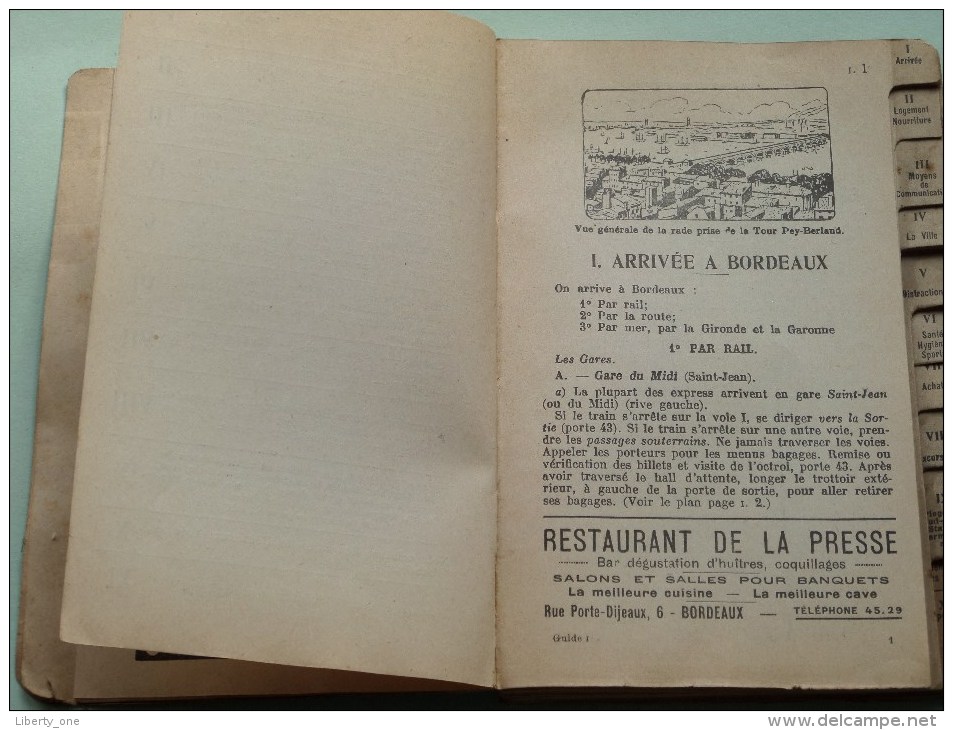 Guide BORDELAIS Delmas Illustré 71e Année 1856-1927 106e Edition ( Oudere 2de Hands Kaart / Los En Hersteld ) ! - Europe