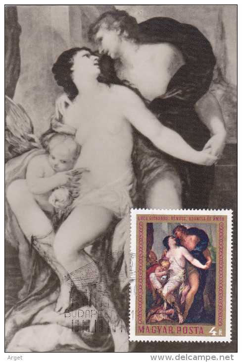 Carte Maximum HONGRIE  N°Yvert 2104 (Luca GIORDANO - Vénus, Adonis Et L'Amour) Obl Ill 1er Jour - Maximumkarten (MC)