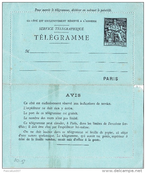 A27 - Télégramme - Service Télégraphique 50c - Neumáticos