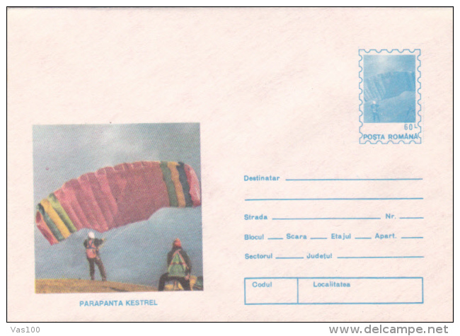 PARACHUTTING, KESTREL PARACHUTTE, 1994, COVER STATIONERY, ROMANIA - Fallschirmspringen