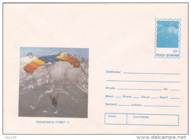 PARACHUTTING, PARACHUTTE COMET 11, 1994, COVER STATIONERY, ROMANIA - Parachutting