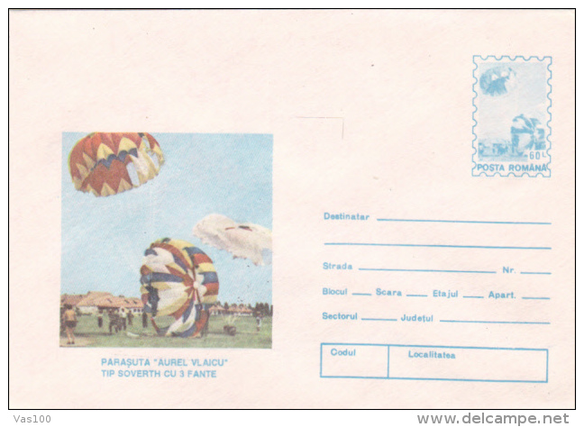 PARACHUTTING, PARACHUTTE "AUREL VLAICU" SOVERTH, 1994, COVER STATIONERY, ROMANIA - Parachutespringen