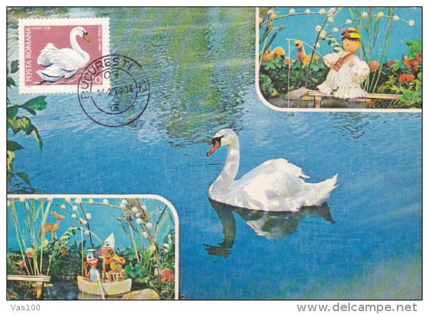 MAXIMUM CARD, BIRDS, SWAN, 1976, ROMANIA - Cygnes