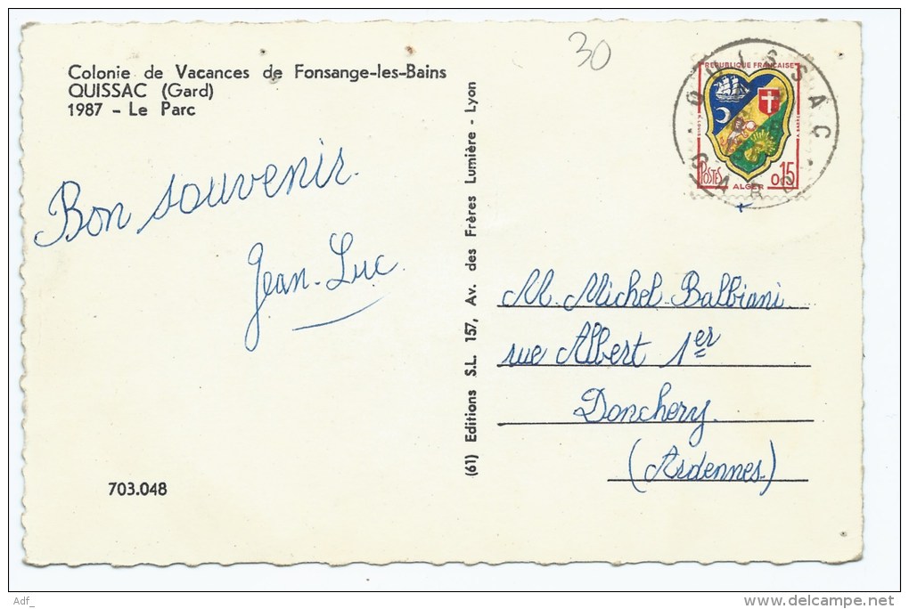 MS@ CPSM ANIMEE COLONIE DE VACANCES DE FONSANGE LES BAINS, ANIMATION DANS LE PARC, ENFANTS, 9 Cm Sur 14 Cm Env, GARD 30 - Quissac