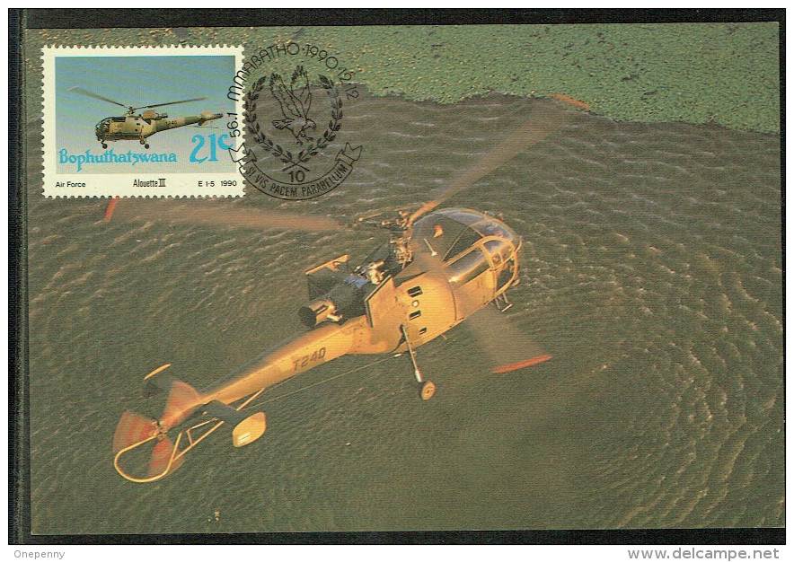 TARJETA MAXIMA AVION ALOUETTE III .- MAXIMUM CARD ALOUETTE III - Bofutatsuana