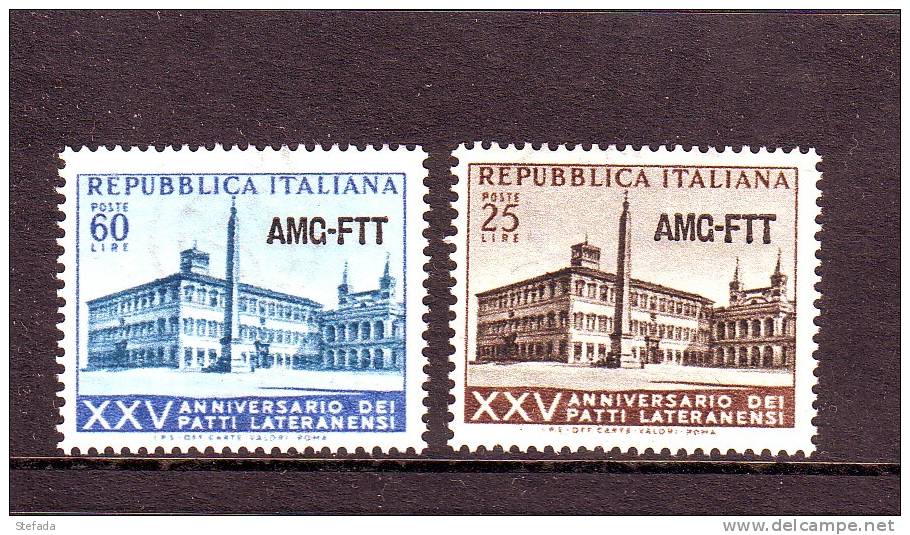 TRIESTE A   1954 PATTI LATERANENSI CAT. SASS N°194/95 . NUOVA   MNH** - Neufs