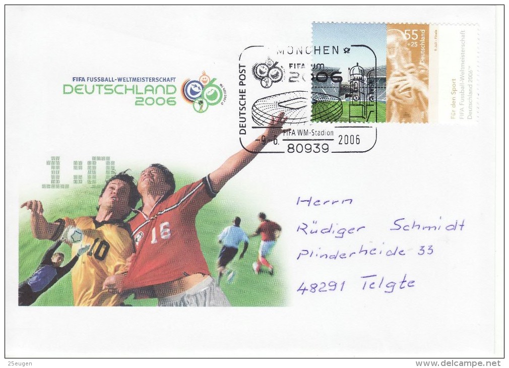 GERMANY 2006 FOOTBALL WORLD CUP GERMANY COVER WITH POSTMARK  / A 34/ - 2006 – Germany