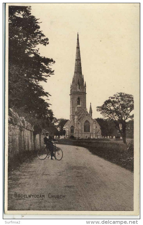 CLWYD - BODELWYDDAN CHURCH - RP (MAN ON BIKE)  Clw33 - Flintshire