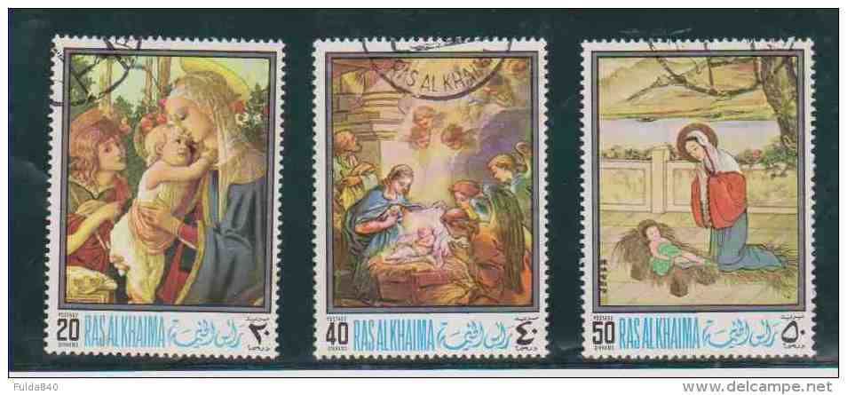 RAS AL KHAIMA.  (Y&amp;T)  1968  -  N°46  *  Noël, Tableaux Divers   * 20d/40d/50d *  Obl - Arabie Saoudite