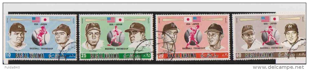 RAS AL KHAIMA.  (Y&amp;T)  1971  -  N°66 * Série Complète**   Champions De Base-Ball  *  *  Obl - Arabie Saoudite