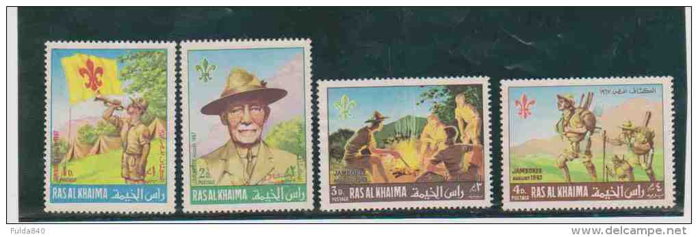 RAS AL KHAIMA.  (Y&amp;T)  1967  -  N°39  * Série Complète *   Jamborée Mondial D'Idaho  *  1d/2d/3d/4d *  Obl - Arabie Saoudite