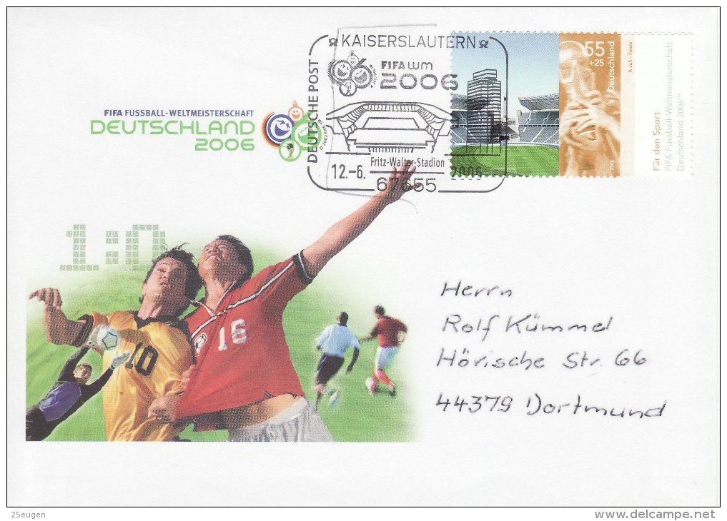 GERMANY 2006 FOOTBALL WORLD CUP GERMANY COVER WITH POSTMARK  / A 44/ - 2006 – Germany