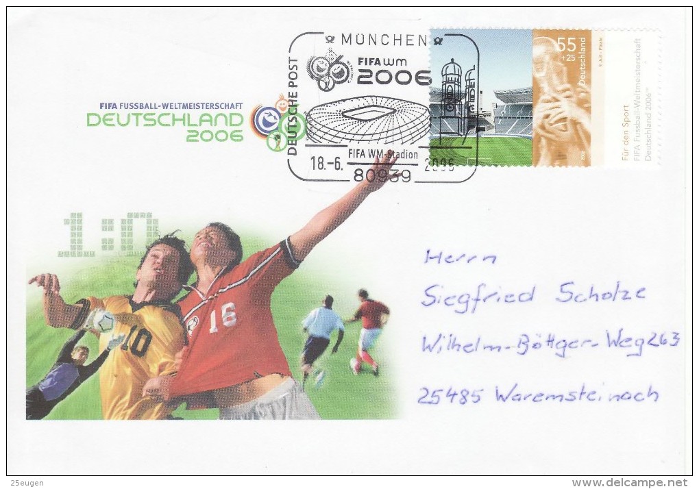 GERMANY 2006 FOOTBALL WORLD CUP GERMANY COVER WITH POSTMARK  / A 46/ - 2006 – Germany