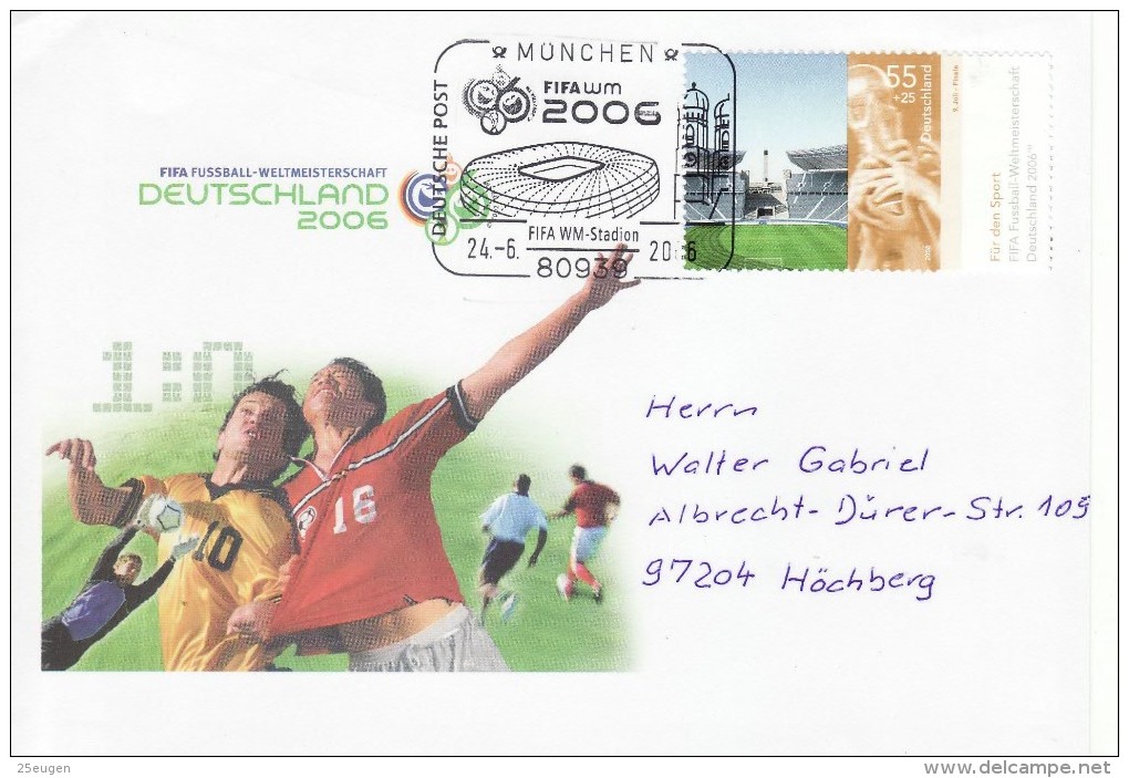 GERMANY 2006 FOOTBALL WORLD CUP GERMANY COVER WITH POSTMARK  / A 50/ - 2006 – Germany