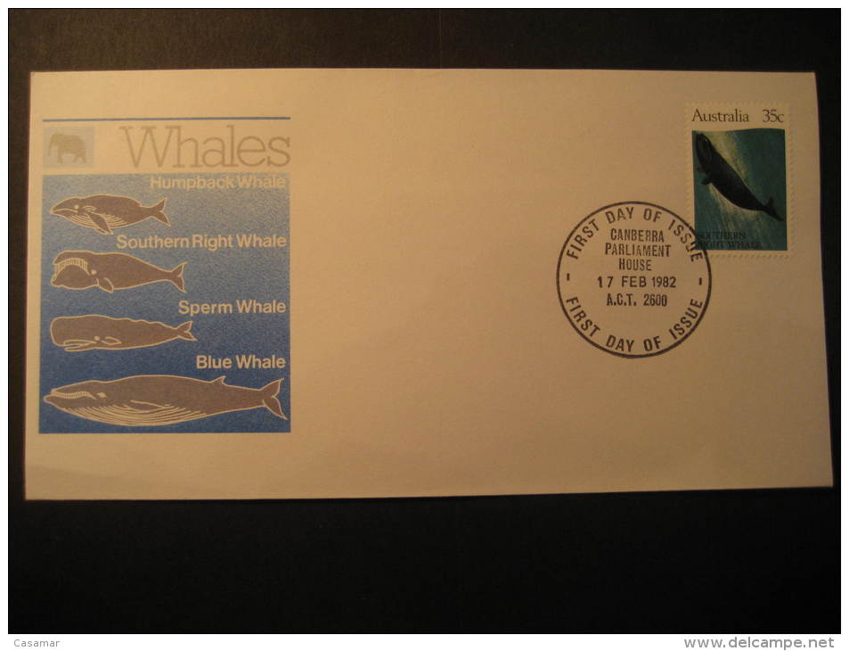 Canberra 1982 Southern Right WHALE WHALES Australia Cover - Baleines