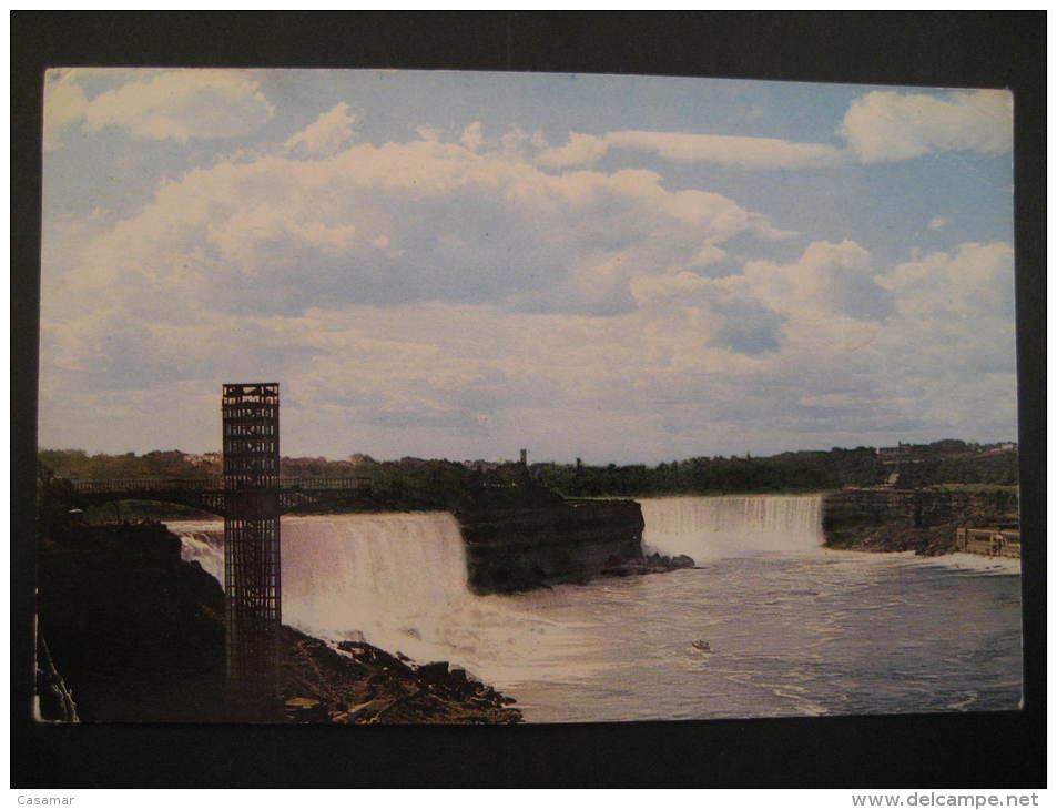 American Fall Falls Rainbow Bridge 1962 Columbus Ohio To Hannover Germany USA Post Card - Columbus