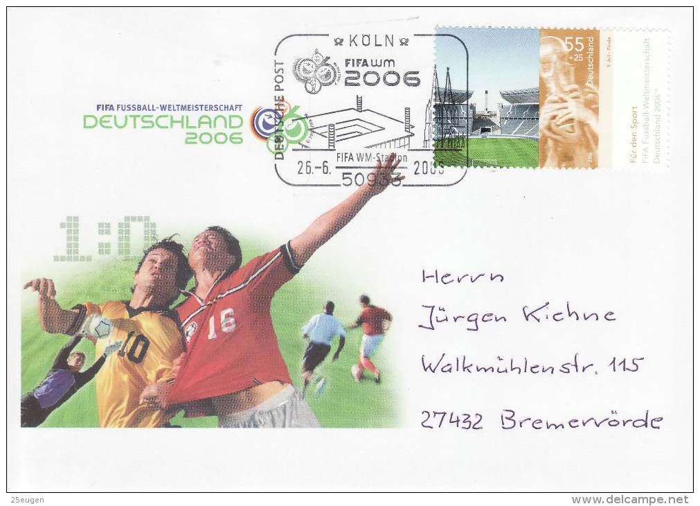 GERMANY 2006 FOOTBALL WORLD CUP GERMANY COVER WITH POSTMARK  / A 56/ - 2006 – Germany