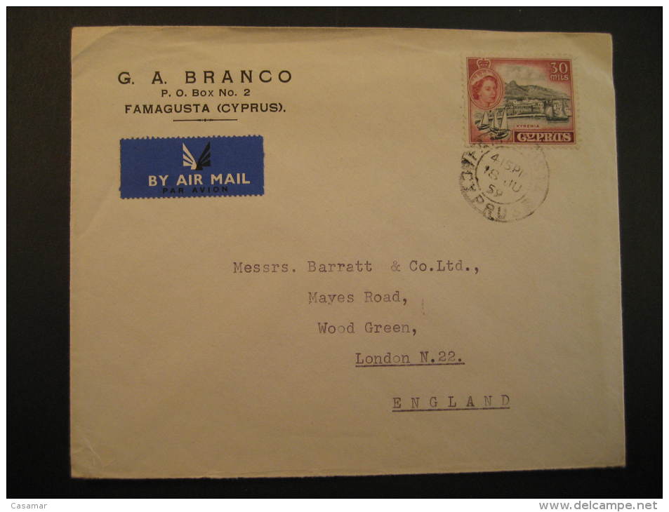 Cyprus Famagusta 1959 To London England GB UK Kyrenia On Cover - Cipro (...-1960)