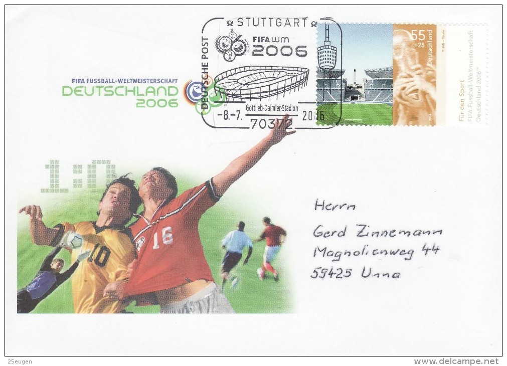 GERMANY 2006 FOOTBALL WORLD CUP GERMANY COVER WITH POSTMARK  / A 62/ - 2006 – Germany