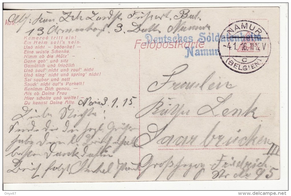 Carte Postale Photo Militaire NAMUR (Belgique) Deutsches Soldatenheim Avec Cachet-Briefstempel-Feldpostkarte -2 SCANS - Namur