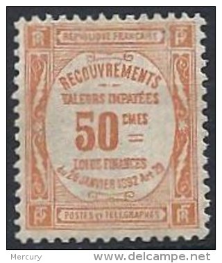 FRANCE - RARE 50 C. Valeurs Impayées  Neuf Réparé - 1859-1959 Neufs