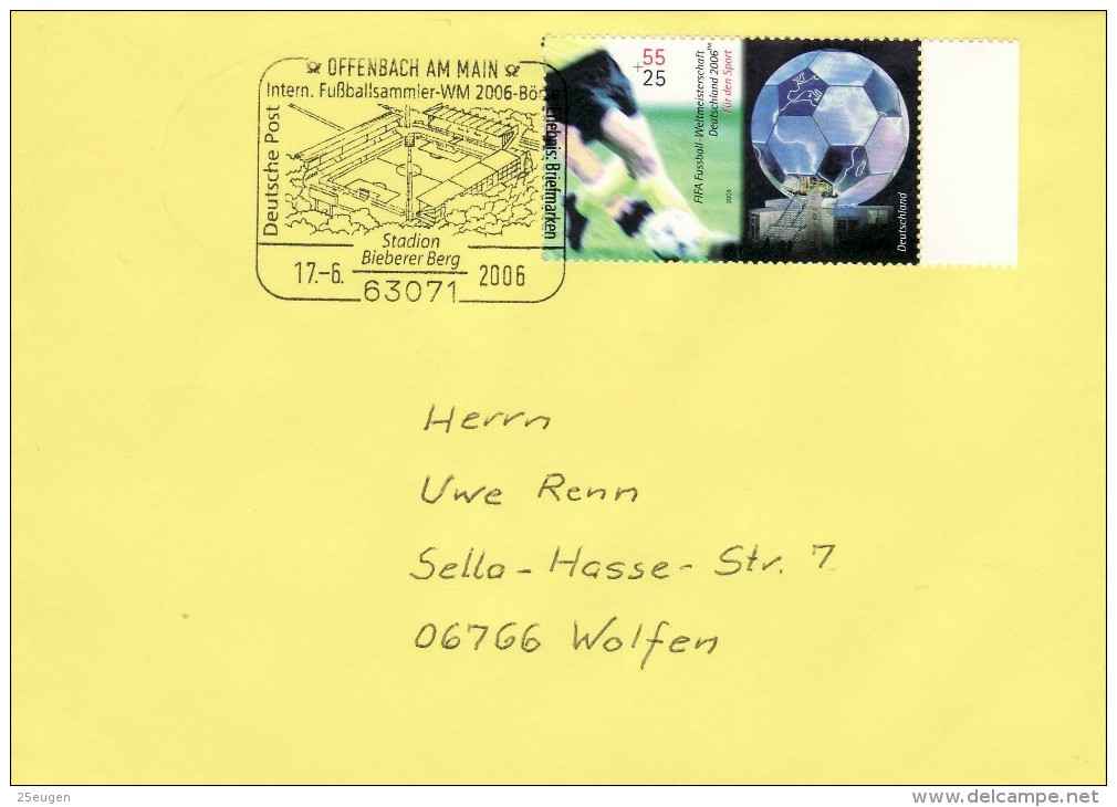 GERMANY 2006 FOOTBALL WORLD CUP GERMANY COVER WITH POSTMARK  / A 70/ - 2006 – Germany