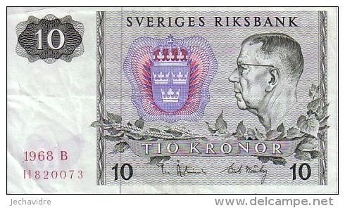 SUEDE  10 KRONOR  Rmission De 1968   Pick 52 B           ***** QUALITE  XF - ***** - Sweden