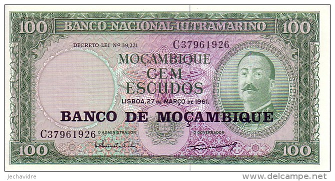 MOZAMBIQUE    100 Escudos   Daté Du 27-03-1961     Pick 117 A        ***** BILLET  NEUF  ***** - Mozambico