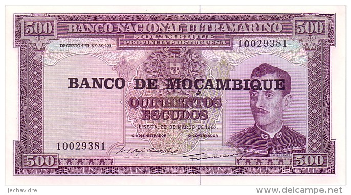 MOZAMBIQUE    500 Escudos   Daté Du 22-03-1967     Pick 118 A        ***** BILLET  NEUF  ***** - Mozambico