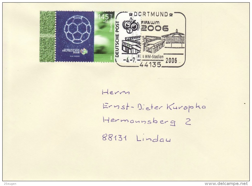 GERMANY 2006 FOOTBALL WORLD CUP GERMANY COVER WITH POSTMARK  / A 105 / - 2006 – Germany