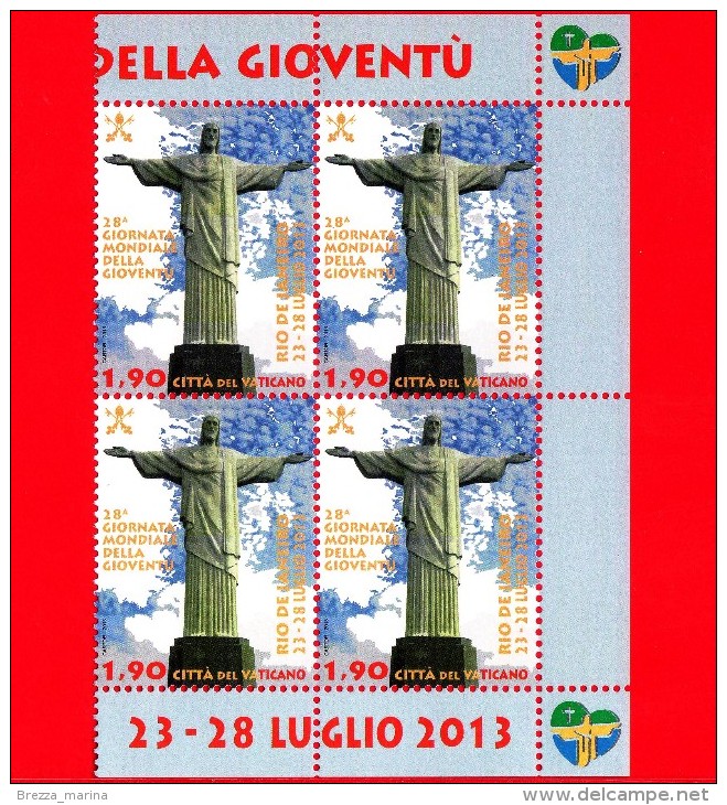 VATICANO - 2013 - Nuovo - XXVIII Giornata Mondiale Della Gioventù A Rio De Janeiro - 1.90 - Quartina - Unused Stamps