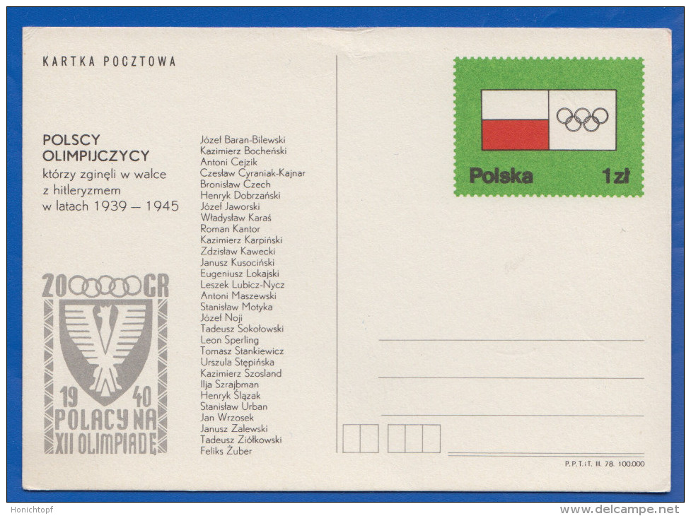 Polen; Kartka Pocztowa; 1978; Olympian Day - Stamped Stationery