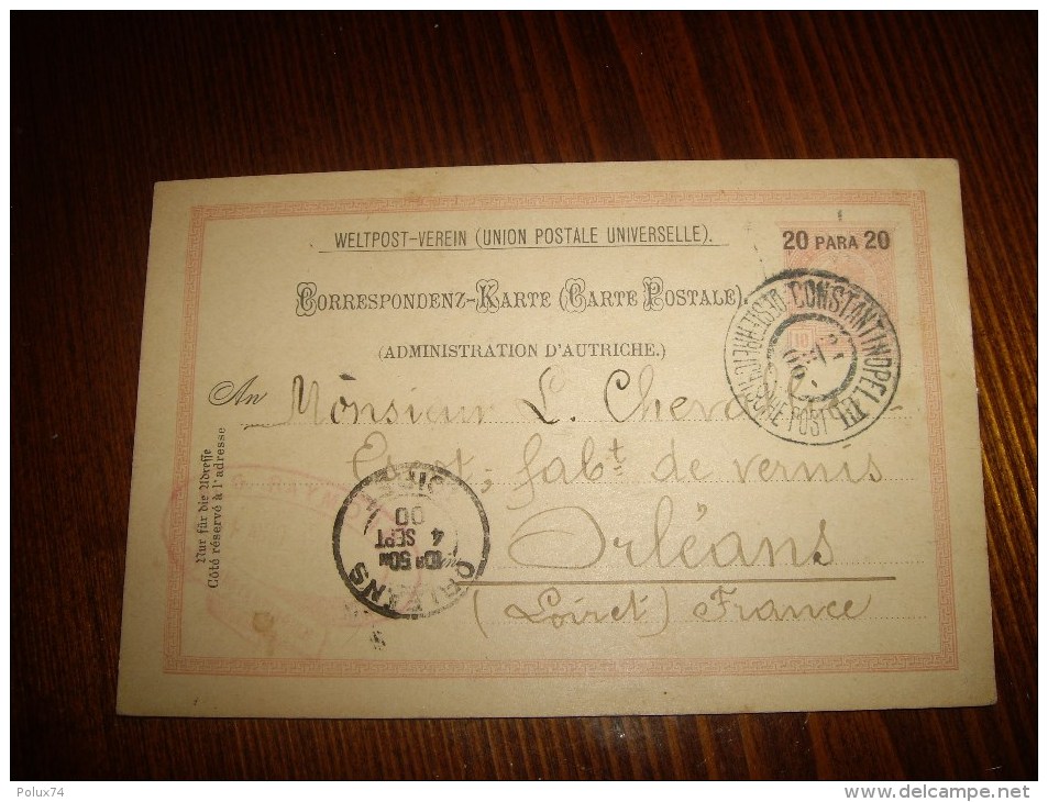 Levant Entier 1900 Constantinople Pour La France Orleans Loiret - Levante-Marken