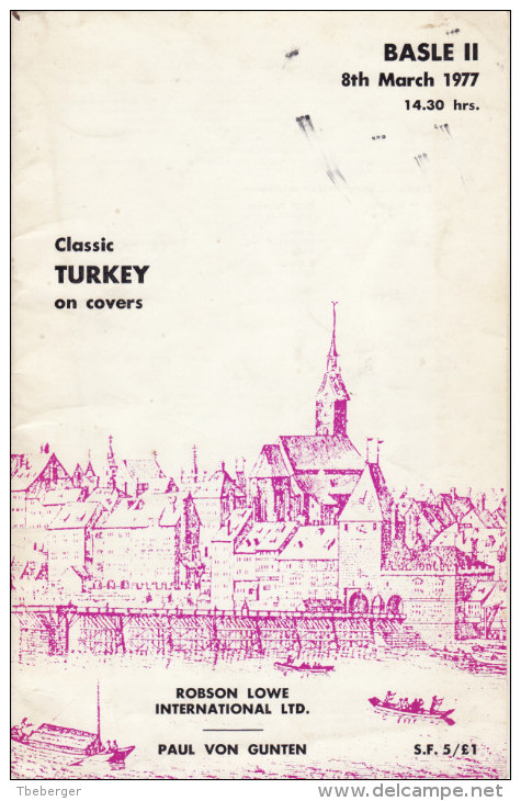 Classic Turkey On Cover Robson Lowe AC Paul Von Gunten 1977, 418 Lots 20 Pages, B/W Pictures, Hammerprice List - Briefe U. Dokumente