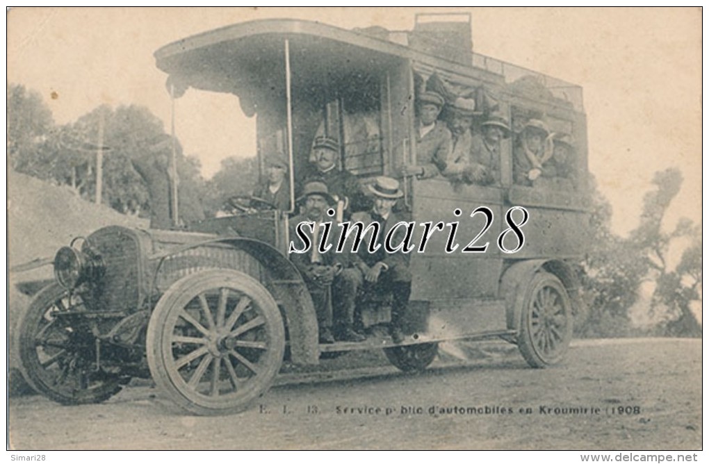 SERVICE PUBLIC D´AUTOMOBILES EN KROUMIRI (1908) - N° 13 - AUTOBUS TRES GROS PLAN - (BUS ET AUTOCARS) - Tunesië