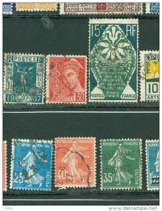 lot de 51 timbres oblitéré certains neuf sans gomme , type paix , pasteur , muller, ect ... AZ145