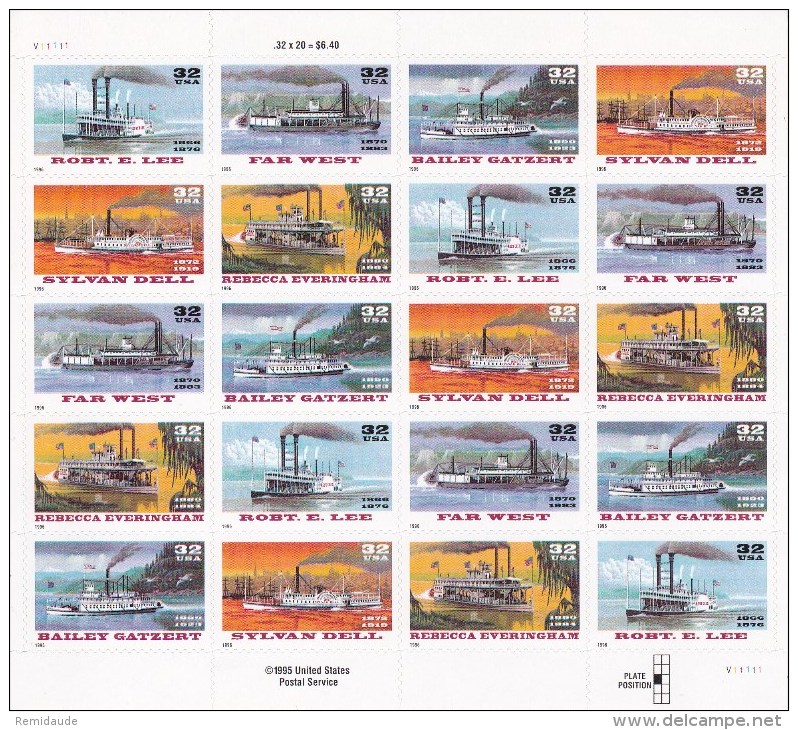 USA - 1996 - FEUILLE MiNr. 2755/9 ** - NAVIRES - - Schiffe