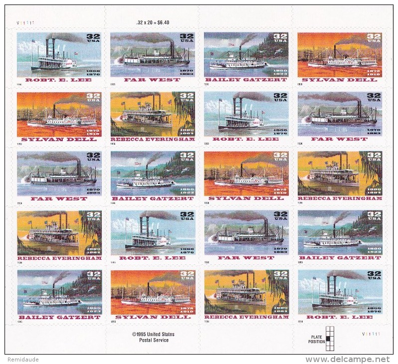 USA - 1996 - FEUILLE MiNr. 2755/9 ** - NAVIRES - - Ships