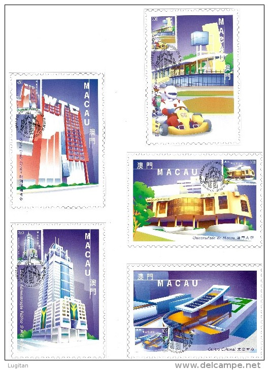 MACAO - 10 SPECIAL CARDS - 1999 Modern Buildings - SPECIAL CANCELLATION - Usados