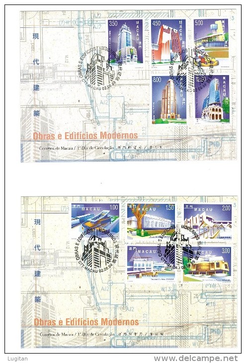 MACAO - 2 FDC - 1999 Modern Buildings - SPECIAL CANCELLATION - Gebruikt