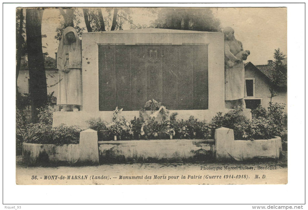 36 - MONT-de-MARSAN - Monuments Des Morts Pour La Patrie -Guerre 1914-1918) M.D. - Mont De Marsan