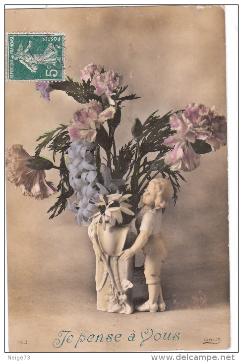 Carte Postale Ancienne Fantaisie - Fleurs - Je Pense à Vous - Autres & Non Classés