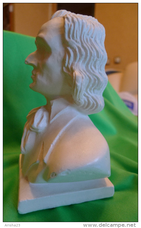 Vintage Musician Franz LISZT BUST Hungarian Composer Pianist - POZNAN Figurine Statue Poland BAD Roman I Andrzej Dyczkow - Other & Unclassified