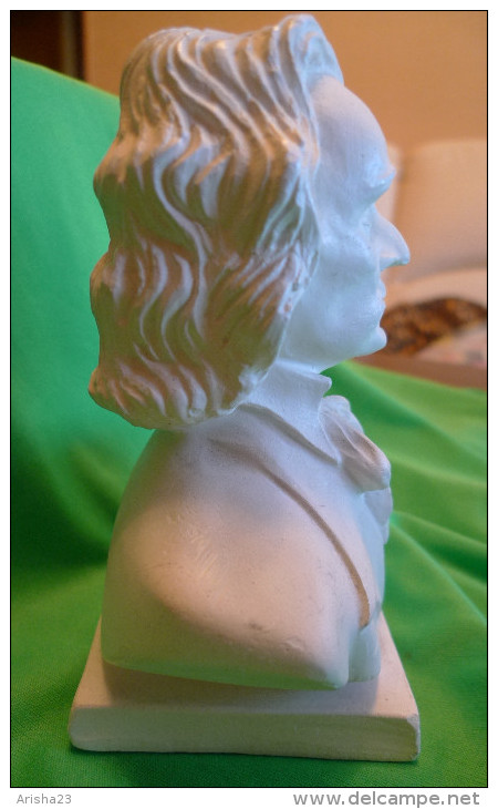 Vintage Musician Franz LISZT BUST Hungarian composer pianist - POZNAN Figurine statue Poland BAD Roman i Andrzej Dyczkow